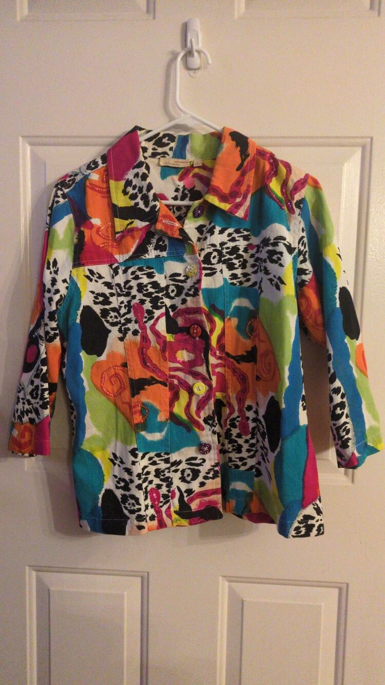 Choices Vintage Y2K Women's Maximalist Denim Jacket, LG, Colorful  Sequins